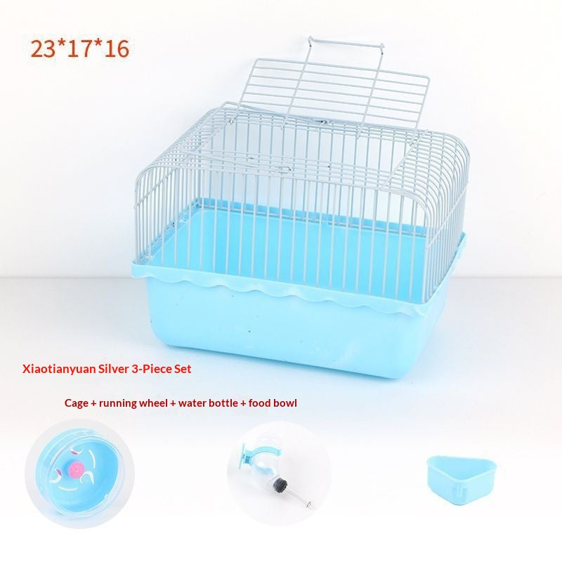 Small Pastoral-style Pet Supply Set Including A Water Bottle A Food Bowl And A Running Wheel