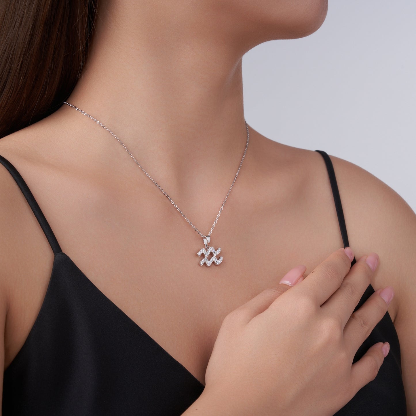 S925 Sterling Silver Aquarius Necklace For Women  D Color VVS1 Moissanite Zodiac Pendant, 3.8g Platinum Plated Astrology Jewelry With GRA Certificate, Perfect Birthday & Anniversary Gift Box Set For