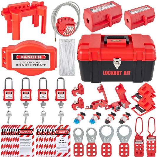 42 PCS Lockout Tagout Kits, Electrical Safety Loto Kit Includes Padlocks, 5 Kinds Of Lockouts, Hasps, Tags & Ties, Box, Lockout Safety Tools For Electrical Risk Removal In Industrial, Machinery