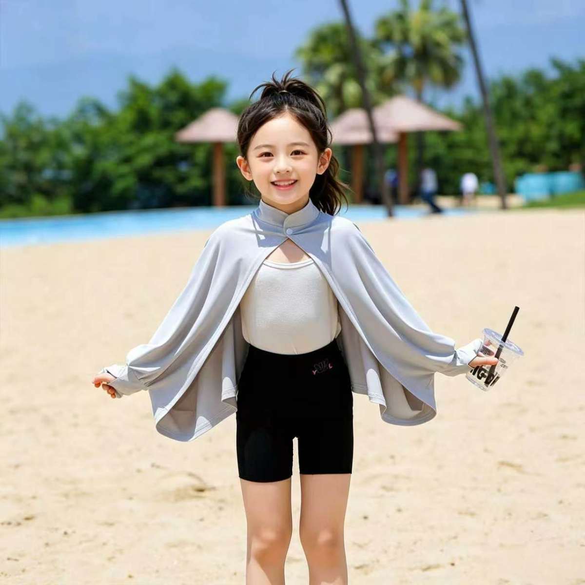 Kids Breathable Sun-Protection Shirt Shawl And Outdoor Sun-Blocking Cape