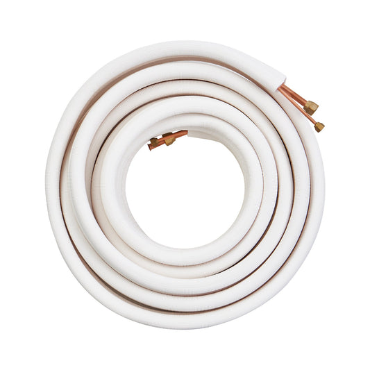 50FT Mini Split Line Set, 1/4" & 1/2" O.D Copper Pipes Tubing And Triple-Layer Insulation, For Mini Split Air Conditioning Refrigerant Or Heating Pump Equipment & HVAC With Wrapping Strips.