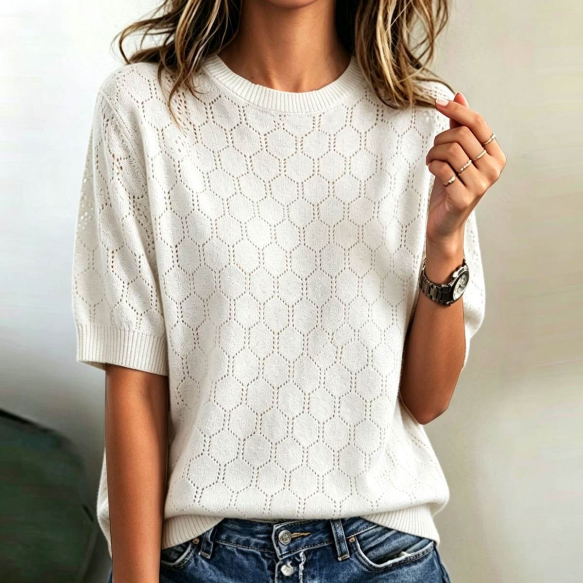 Springautumn Crew-neck Short-sleeve Hollow-out Womens Sweater Best-selling Style