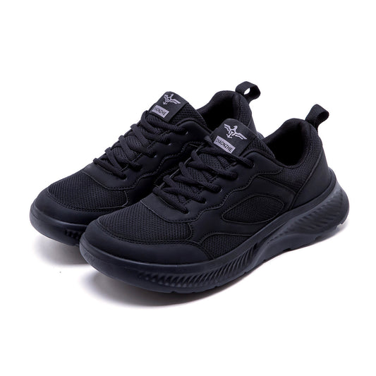 New Wide Fit Men's Sneakers, Wide Last Running Shoes For Wide Feet, Black Soft Sole Breathable Wide Toe Work Shoes For Men