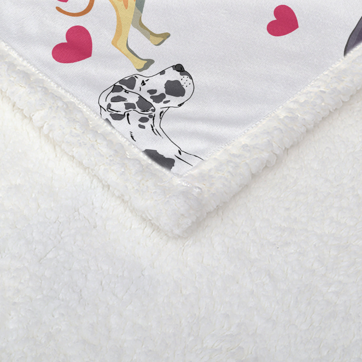 Great Dane Dog Blanket Red Heart Puppy Print Sherpa Fleece Throw Blanket Funny Kawaii Dog Portrait Plush Blankets Love Pets Gift For Women Kids