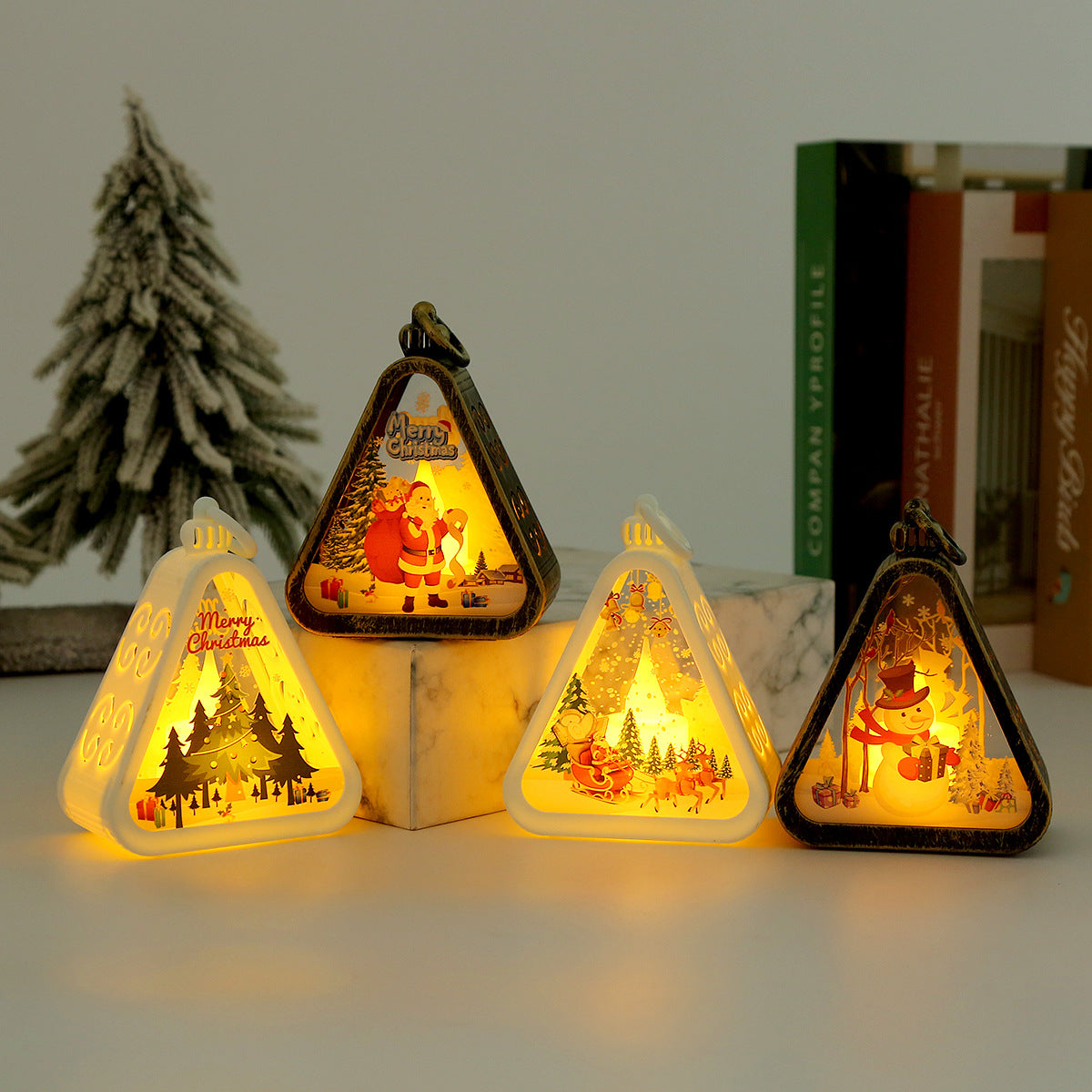 Christmas Decorations Retro Night Light Luminous Gift Window Desktop Decoration Props Atmosphere Wind Lamp
