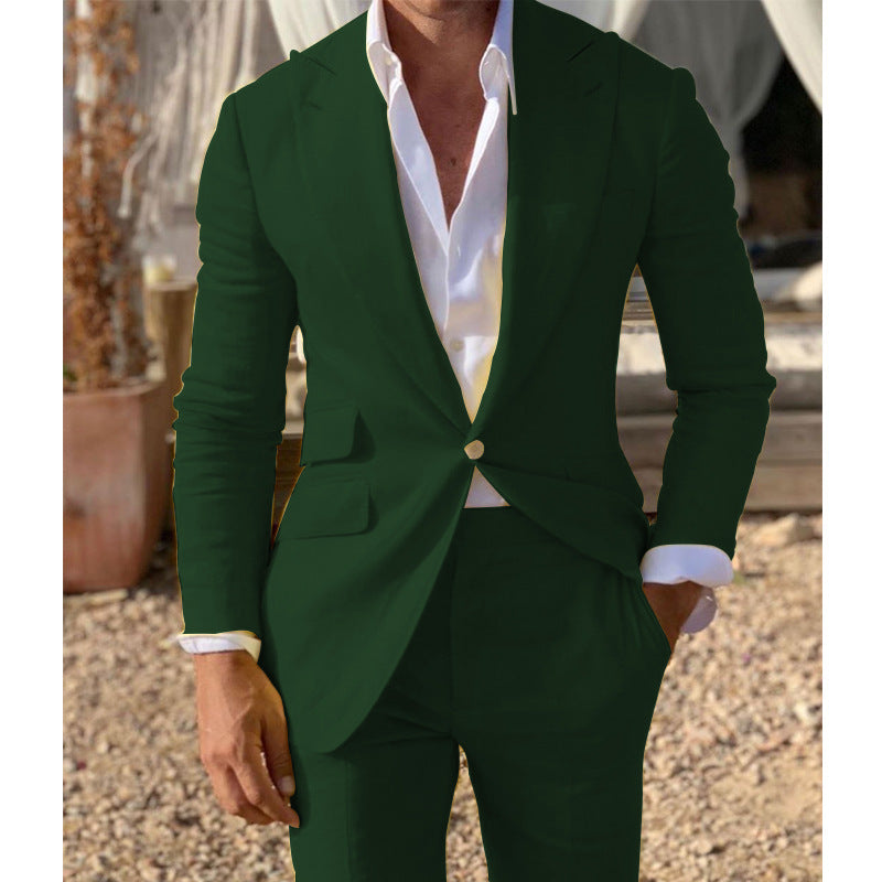 Cross-border Best-selling Mens Suit Two-piece Set