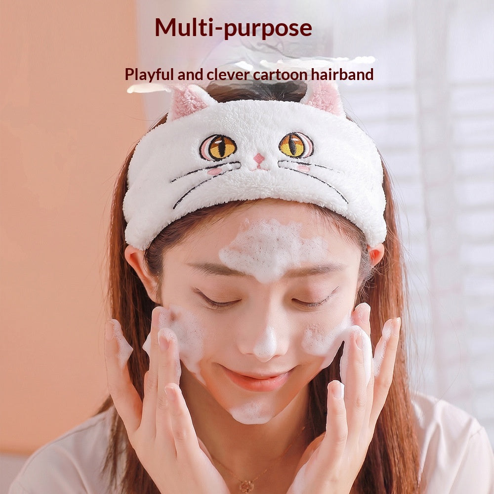 New Cartoon Cat Face-Washing Hairband Womens Toiletries-Only Headband