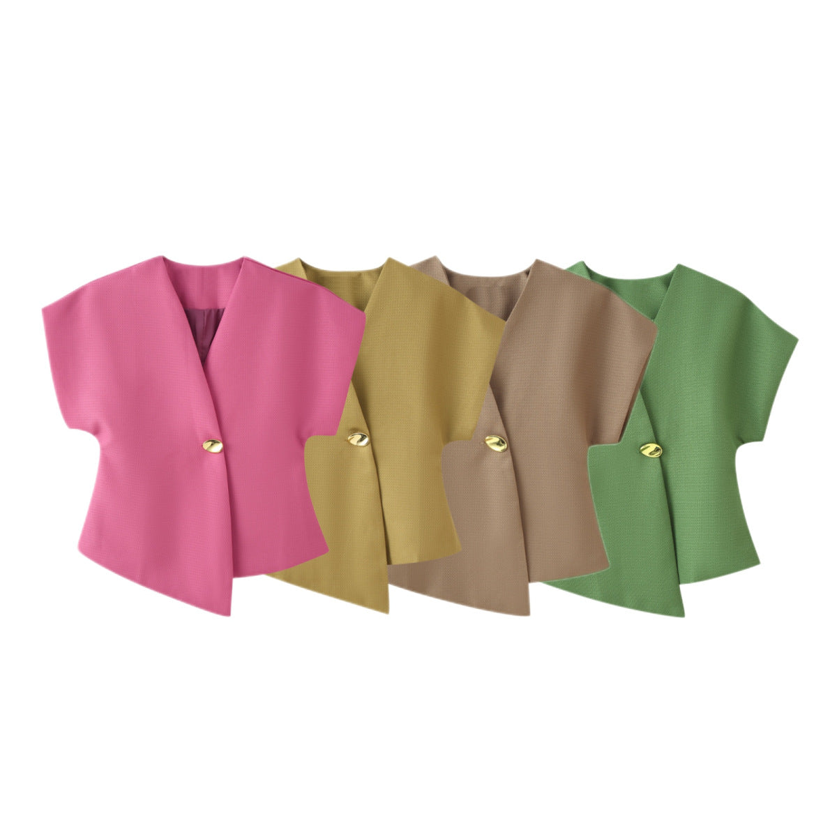 Womens Fashion Versatile Elegant Short-sleeve Blouse