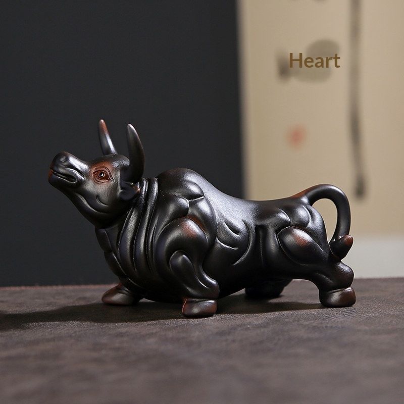 Purple Clay Bullish Spirit Soaring To The Heavens Tea Pet Ornament Premium Accessory
