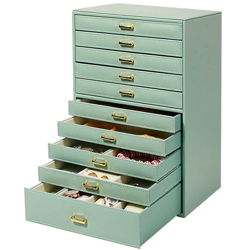 Jewelry Box European-style Large Capacity Princess Jewelry Storage Box Korean Jewelry Casket Jewel Box Wooden Recycled Leather Watch