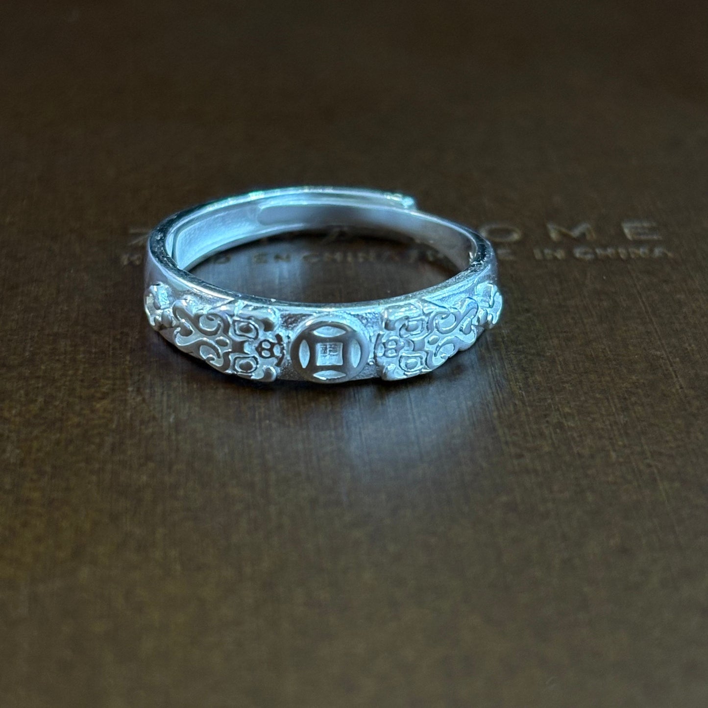1pc 999 Sterling Silver Pixiu Coin Open Ring, Retro Lucky Style, Perfect For Daily Wear And Valentine's Gift