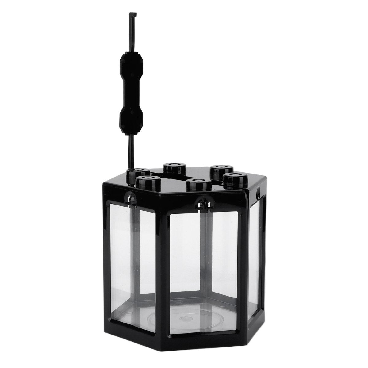 Small Fish Tank Hex Shape Superimposable Portable Mini Aquarium Tank For Office DecorationBlack