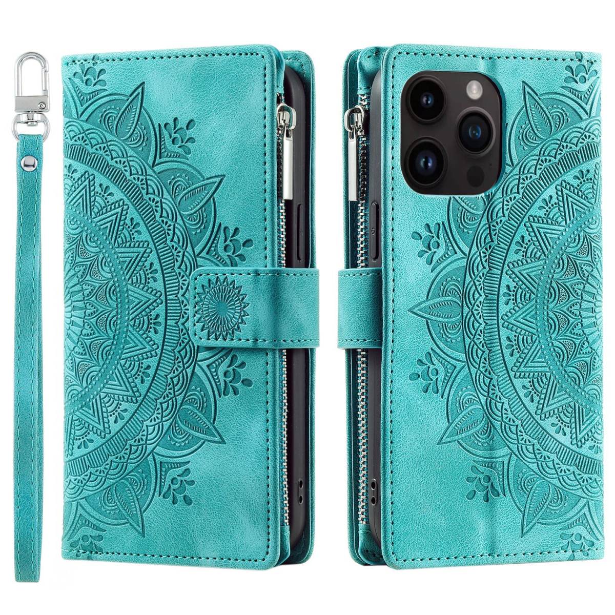 Card Zipper Bag Mobile Phone Leather Embossed Card Insert Protective Shell