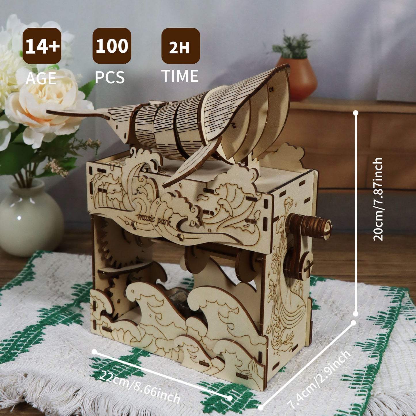 Sales Are Prohibited On The TEMU And SHEIN-MUSIC PARK 3d Wooden Puzzle Hand Whale Music Box Handmade Assembly Model Kit Holidays Birthdays Christmas Gifts
