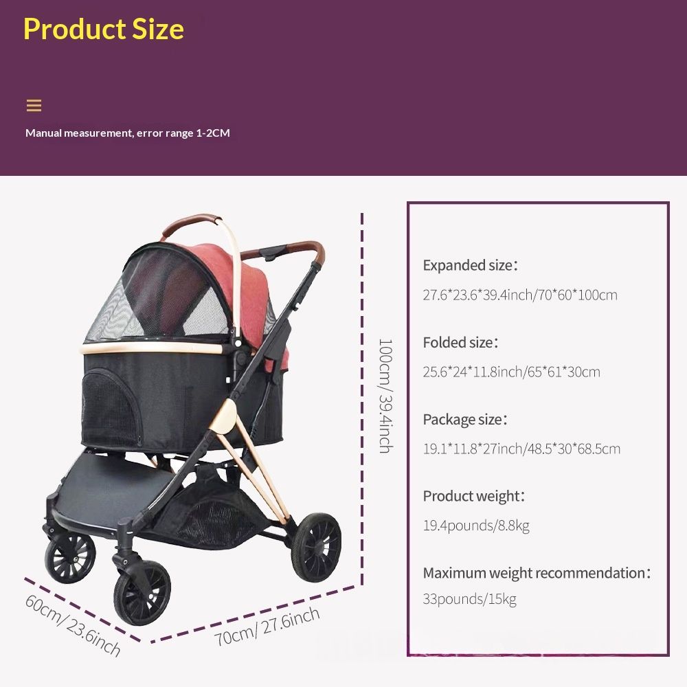 Three-in-one Detachable Folding Pet Stroller