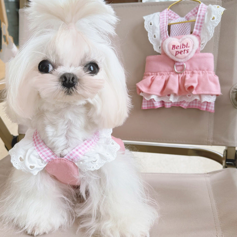 Pet Cat And Dog Clothing Thin Denim Harness Dress