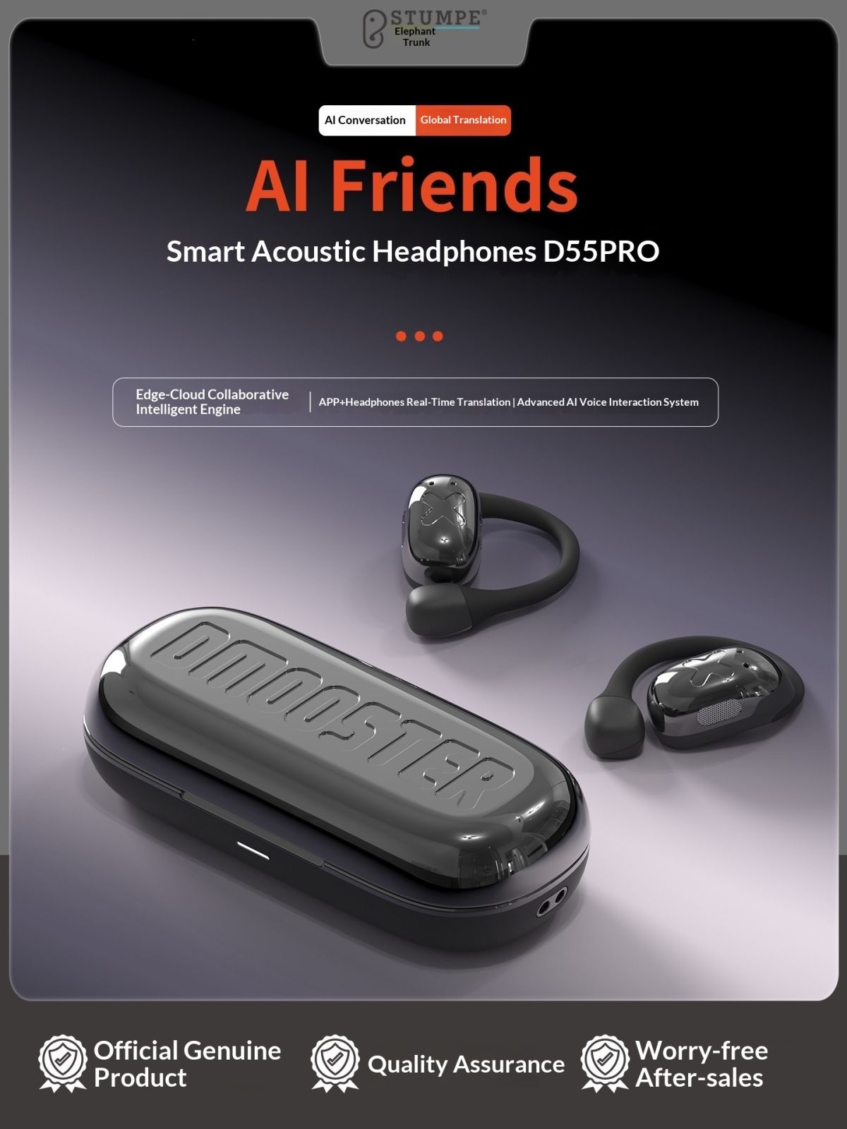 AI Smart Bluetooth Headphones D55PRO With Deepseek Model For Simultaneous Translation