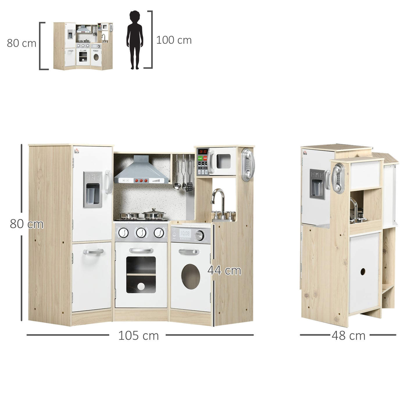 Kids Kitchen Playset, With Accessories, Storage Space