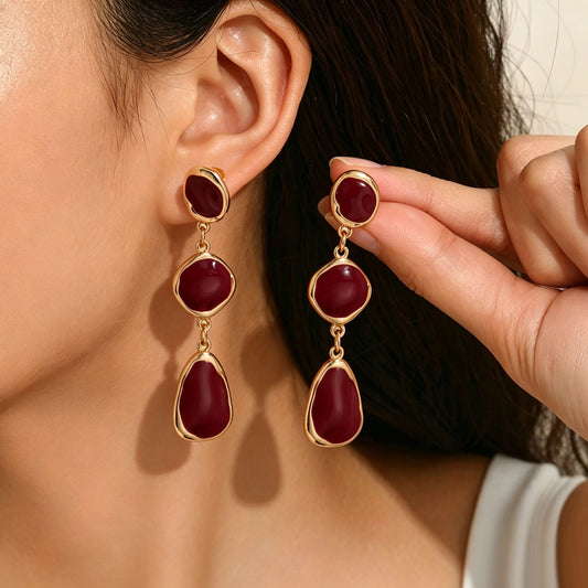 Cross-Border European And American Style Jewelry, Niche Oil-Drip Craftsmanship Design, Pendant Earrings, Versatile High-End Earrings, Vintage Ear Accessories