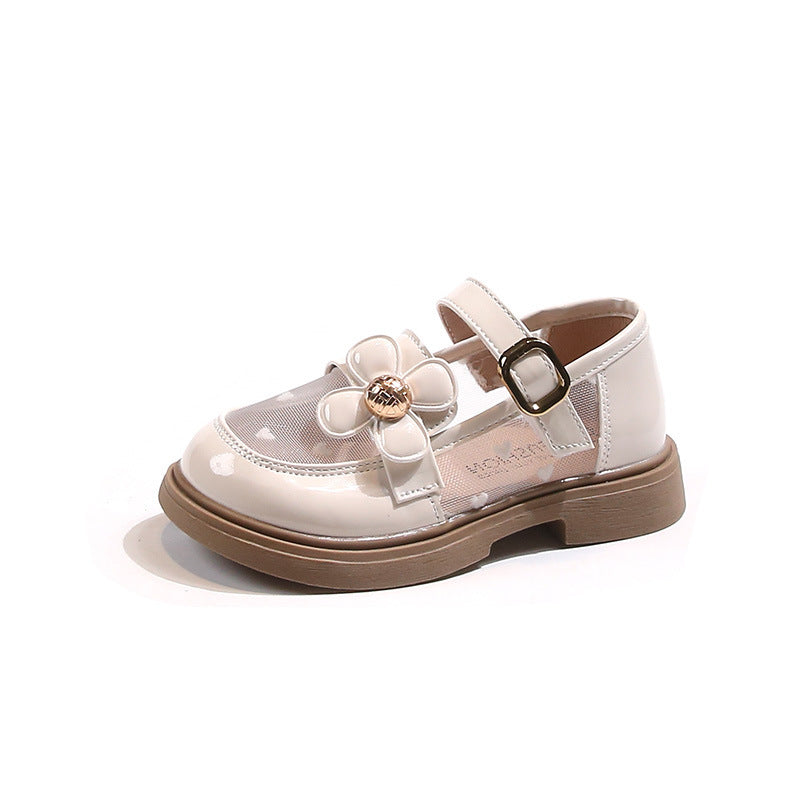 SpringSummer New Style Girls Leather Shoes Korean-Style Hollowed-Out Breathable