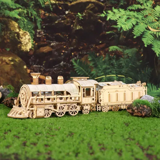 3D Wooden Puzzle Mechanical Train Model Kits Brain Teaser Puzzles Vehicle Building Kits Unique Gift On Birthday Christmas Day