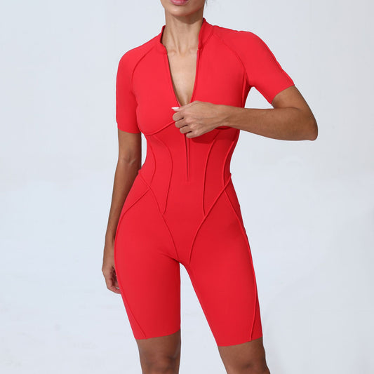 Seamless Fitness Bodycon Jumpsuit With No Padding