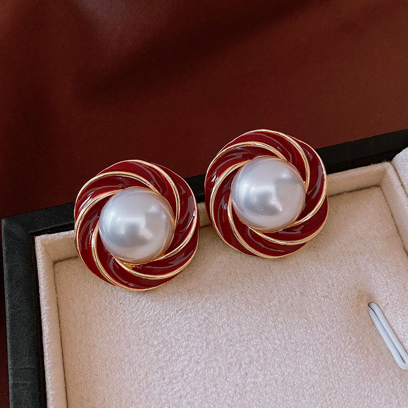 Birthday Gift Vintage Zircon Stud Earrings Female Retro CZ High Sense Jewelry