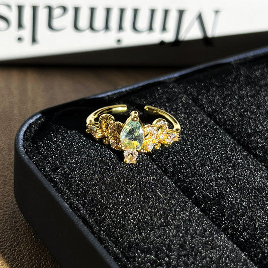 Retro Cold Tone Geometric Micro Rhinestone Paved Open Ring, Unique Niche Design Fashion Finger Jewelry, Versatile Trendy Accessory For Women Daily Wear