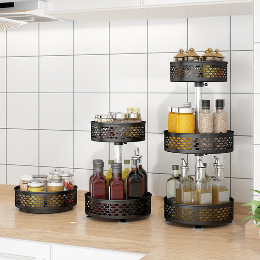 Kitchen Shelf Floor-standing Rotating Spice Rack Carbon Steel