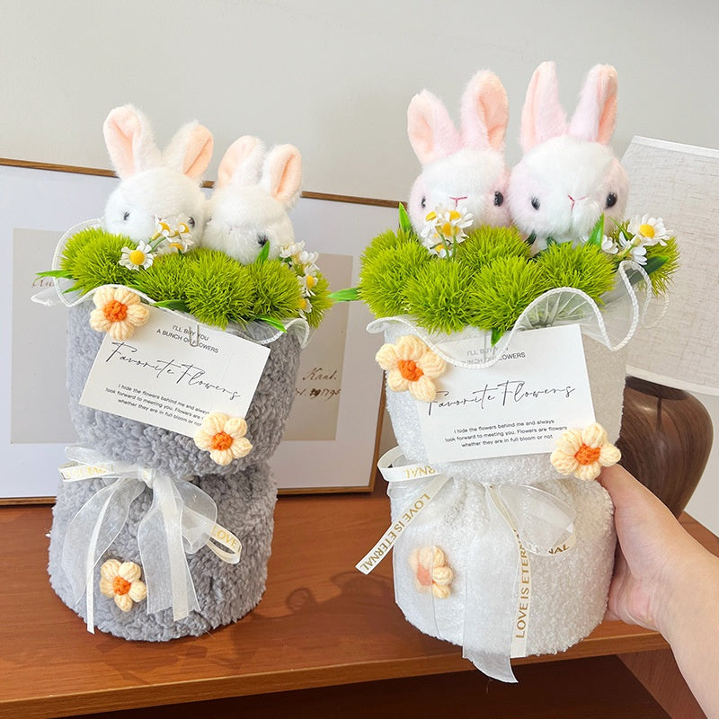 Internet-famous Rabbit Eating Grass Plush Bouquet Gift