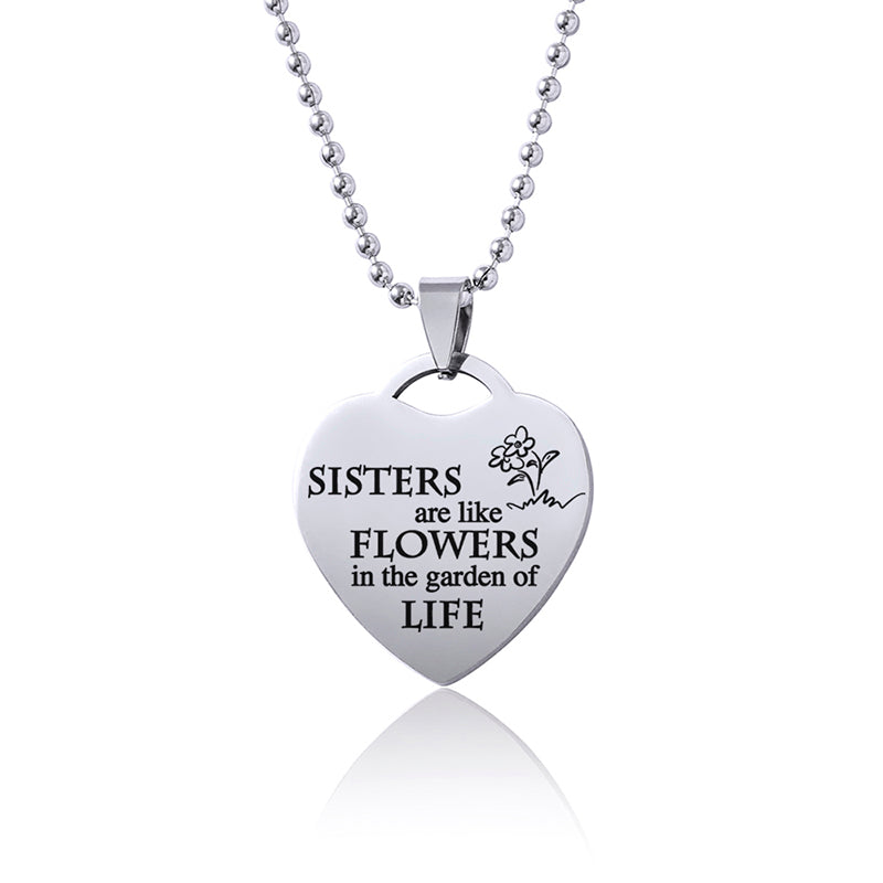 Sisters Heart Pendant Necklace For Women Girls Best Friends