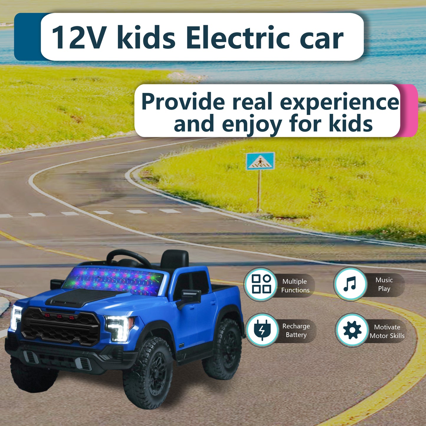 12V Kids Ride-On Car With Remote Control, 4-Wheel Shock Absorption, Multifunctional Music Player - Perfect Gift For Toddlers 3-6 Years Old