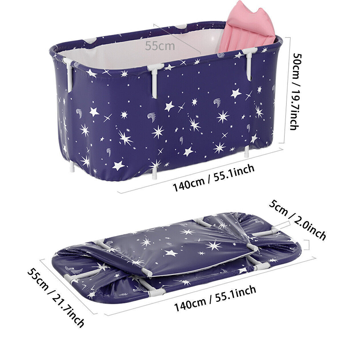 Bathtub Folding Portable Bath Tub A Dult Kids Warm Home Spa Soaking Barrel PVC