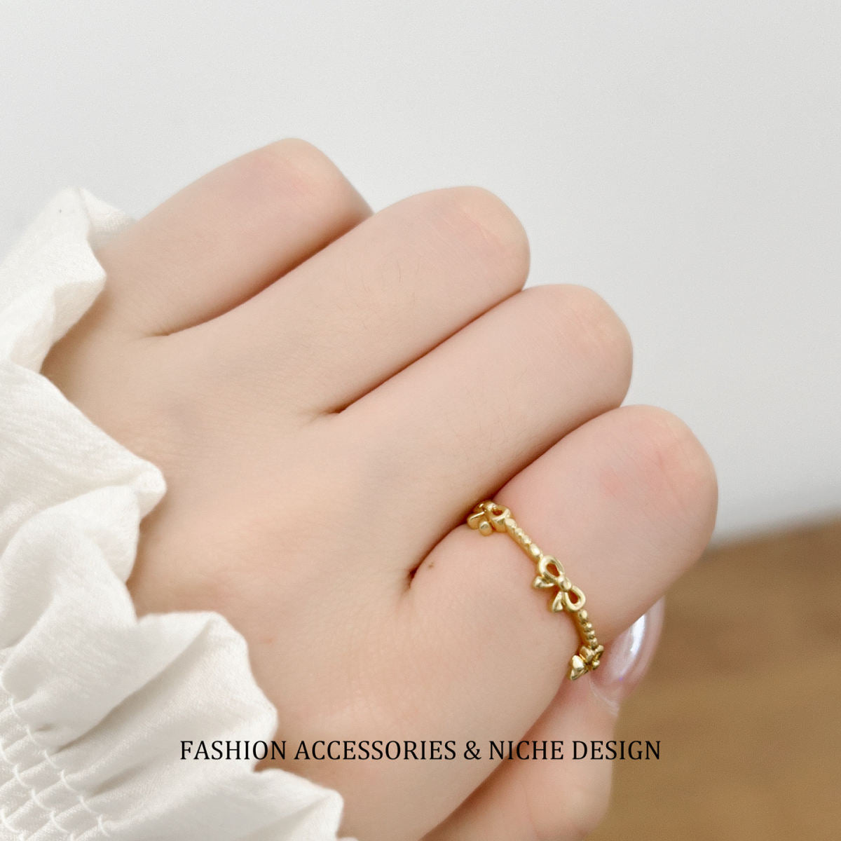 Korean Style Hollow Bowknot Open Ring - Women's Sweet Minimalist Design Adjustable Index Finger Jewelry