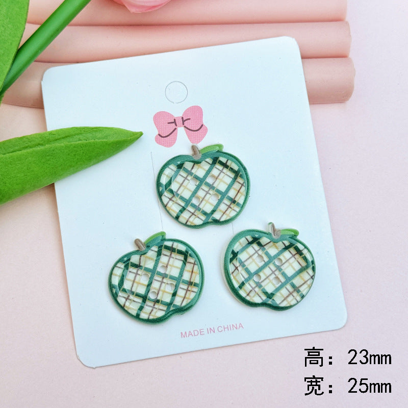Colorful Printed Plaid Button Acrylic Diy Ornament Accessories
