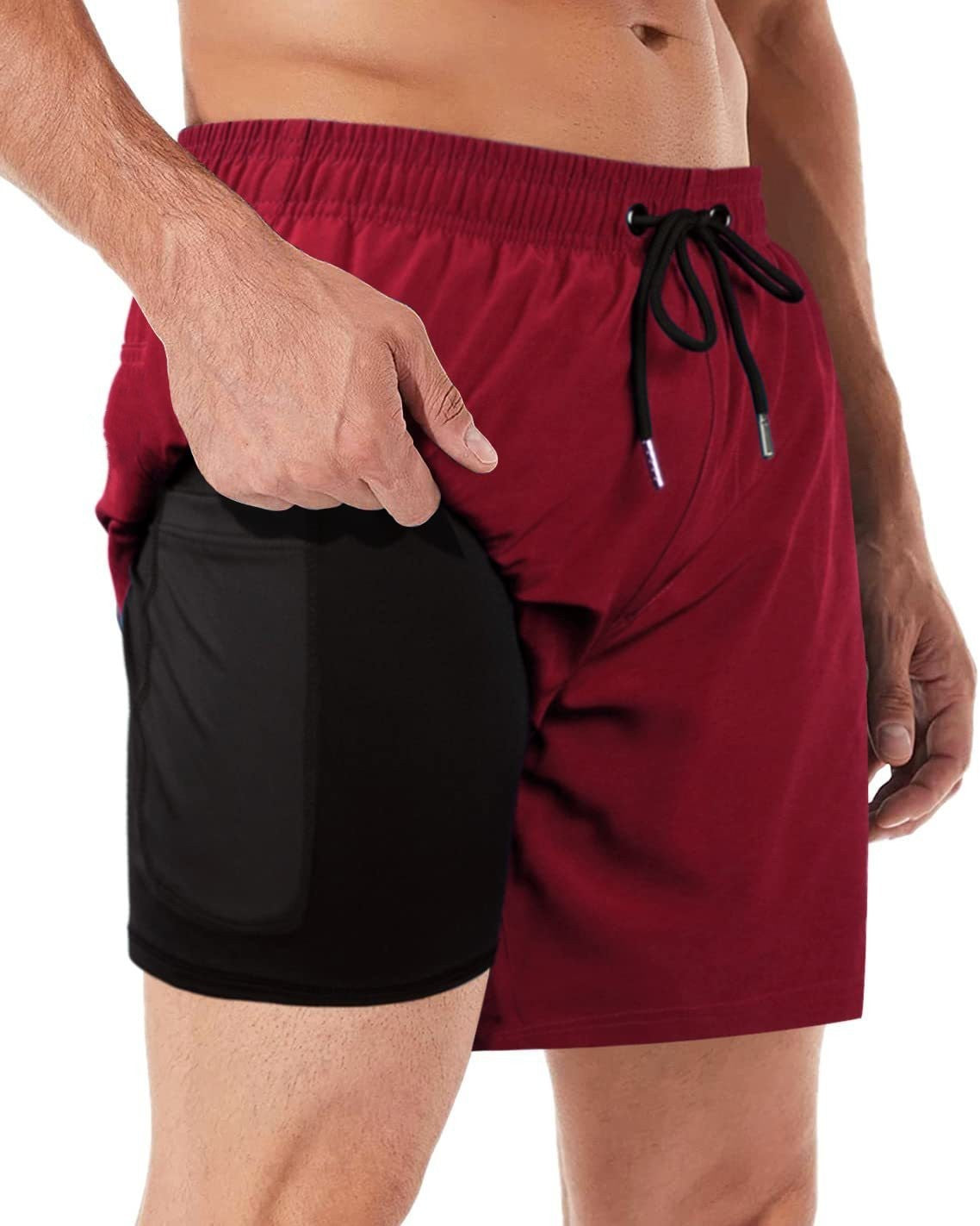 Swim Trunks With Compression Liner 2-in-1 For Casual And Fitness Use