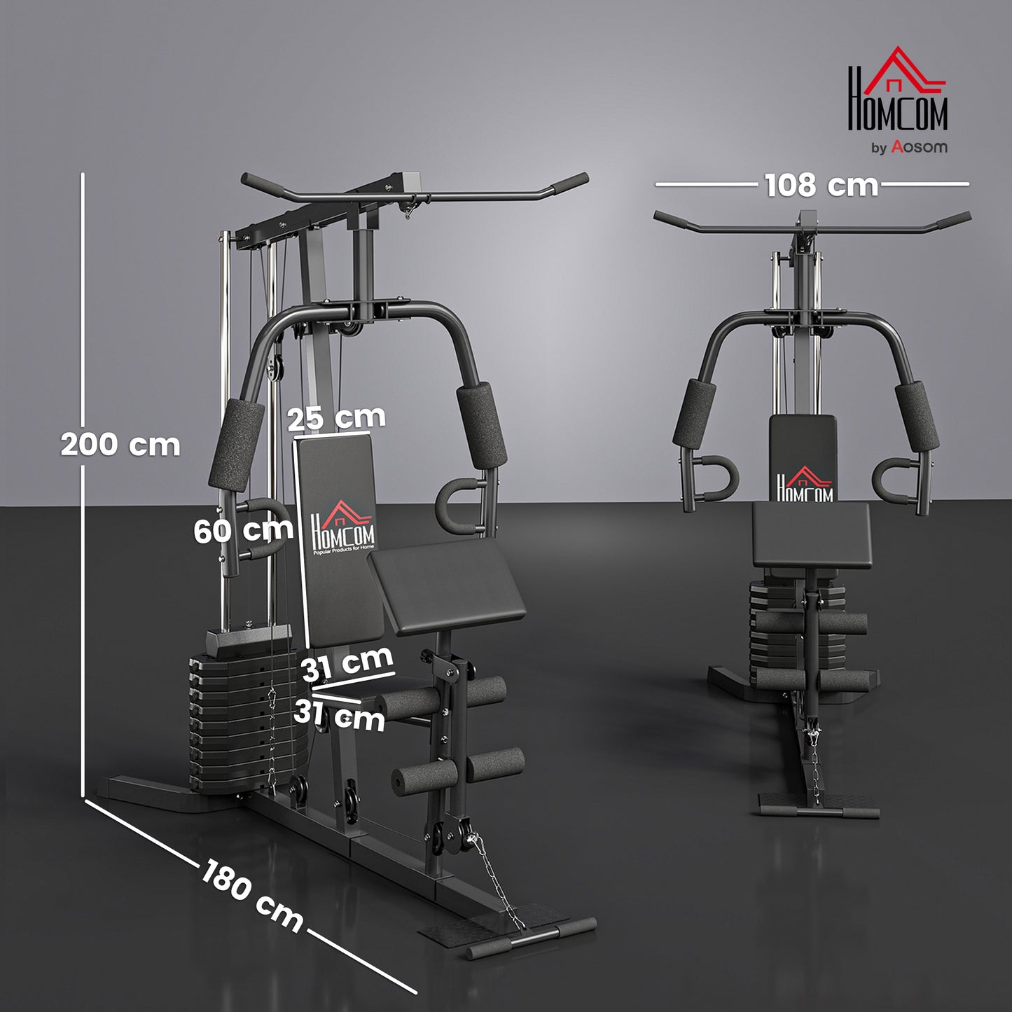 Multi-Exercise Gym Station, With 45kg Weight Stack, For Full Body Workout