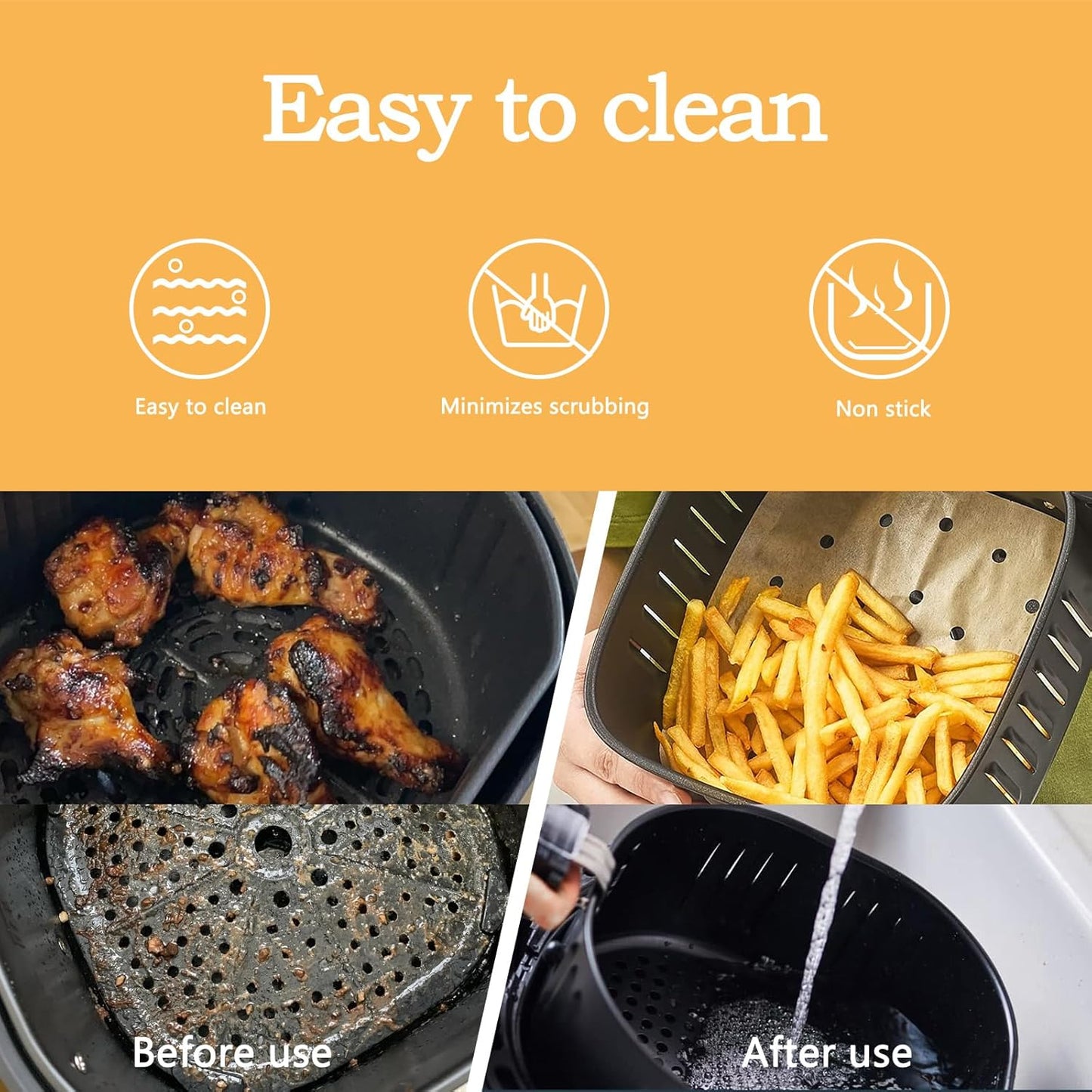 Air Fryer Paper Liners Disposable - 9in-23cm 100Pcs Air Fryer Parchment Paper Liners Square, Unbleached Perforated Parchment Paper Sheets For Air Fryer Accessories