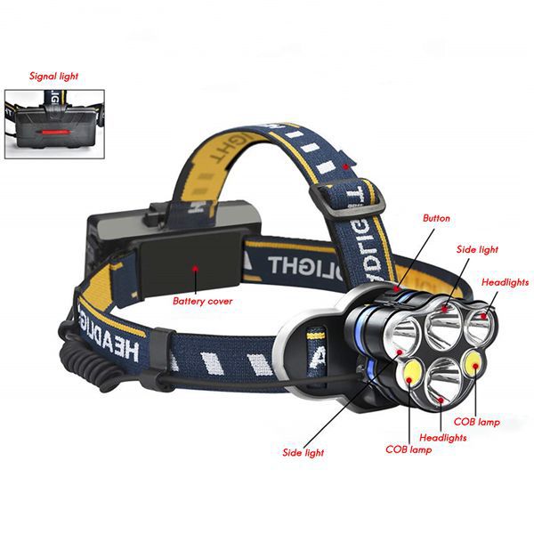 5 Lights Super Bright Android Port Charging Headlight