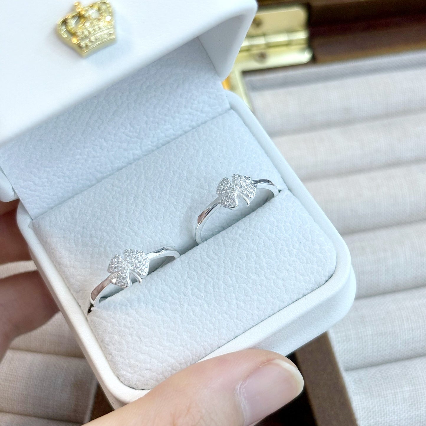 1pc 999 Sterling Silver Zircon Clover Open Ring, Sweet & Elegant Style, Perfect For Daily Wear & Valentine's Day Gift