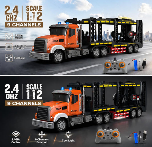Remote-controlled Two-story Transport Truck Toy With Lithium Battery And Charging Cable