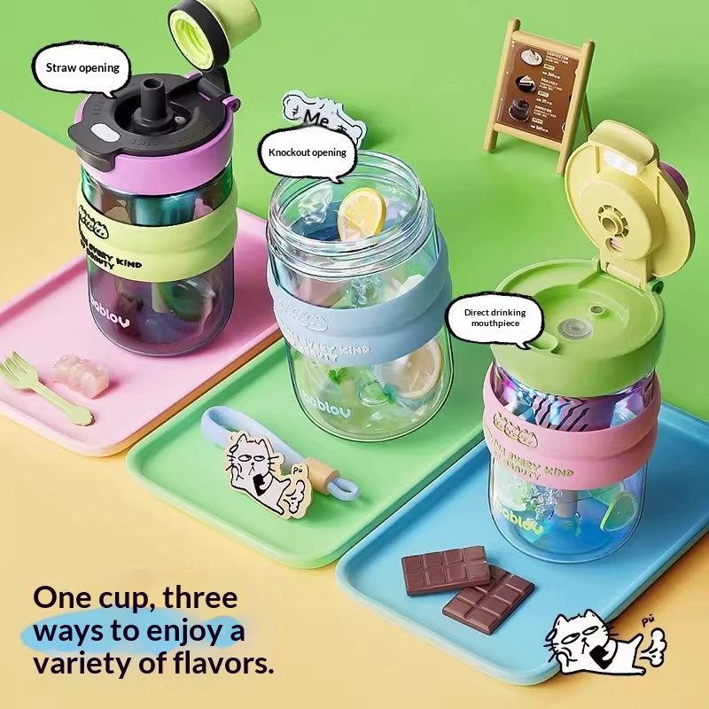 High-borosilicate Glass Straw With Tea-water Separation Summer Drinking Cup