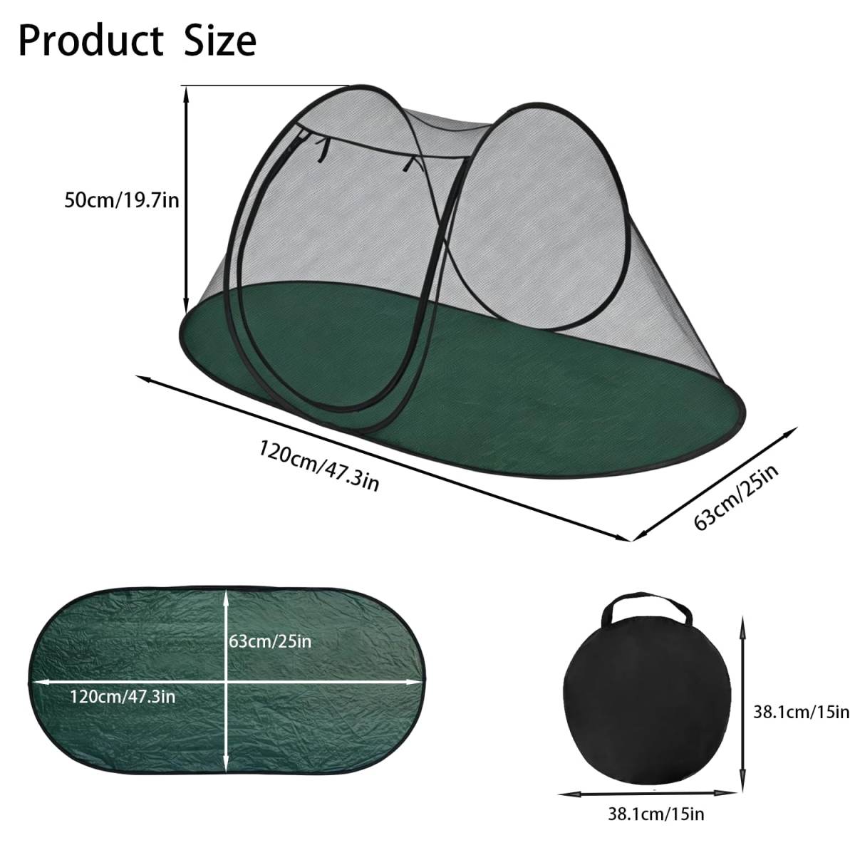 Pop-Up Pet Tent For Cats And Small Dogs, Black Mesh Enclosure With Carry Bag, Portable Outdoor Travel Playpen