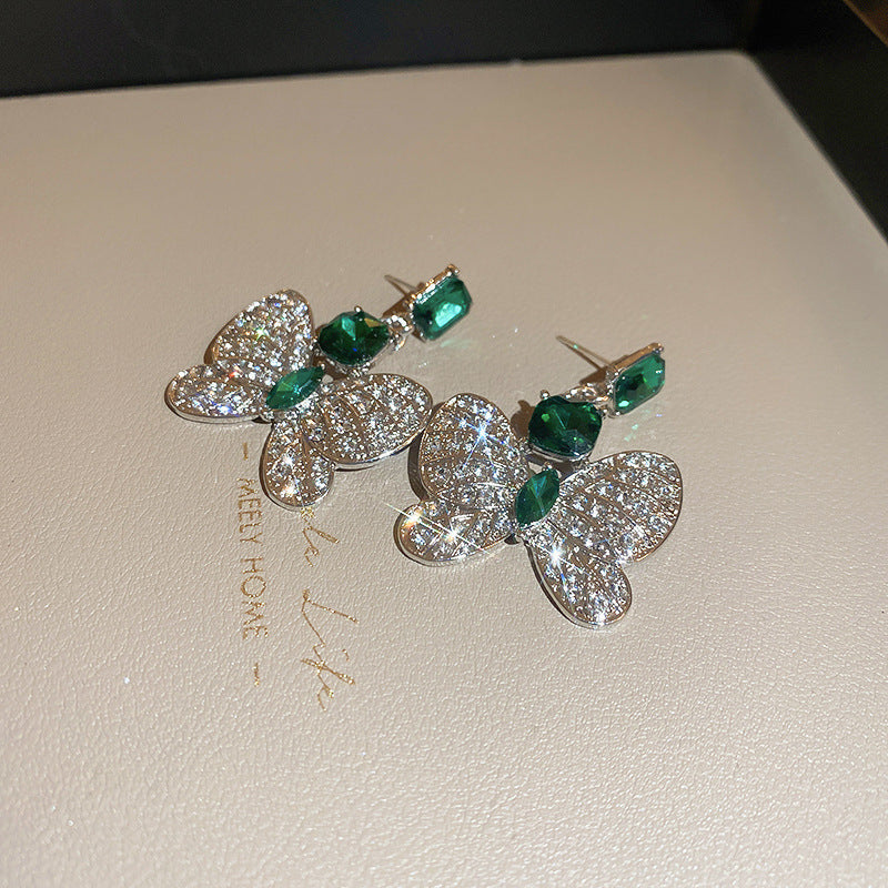 Silver Needle Premium Enamel Earrings Women Chinese Style Flower Rhinestone Pearl