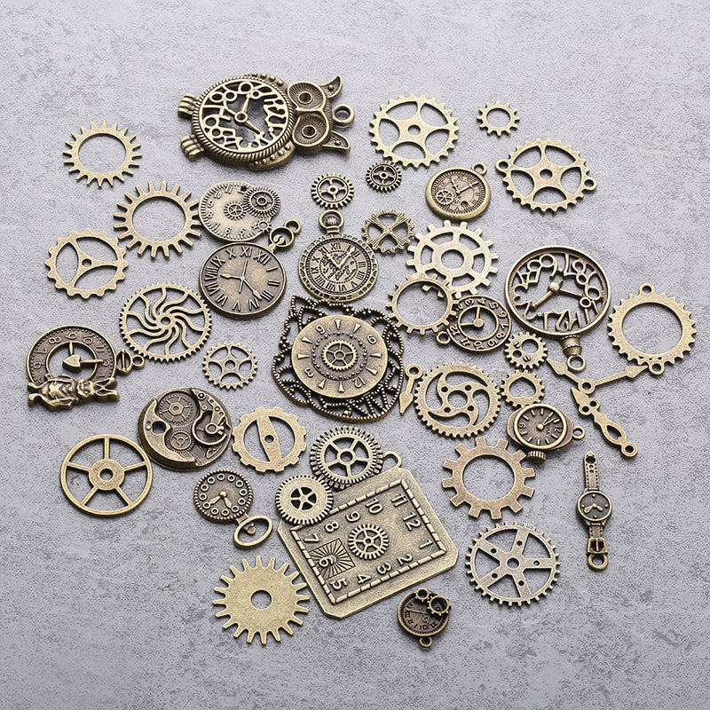 Retro Plated Metal Mixed-Style Punk Gear Clock Jewelry Accessories