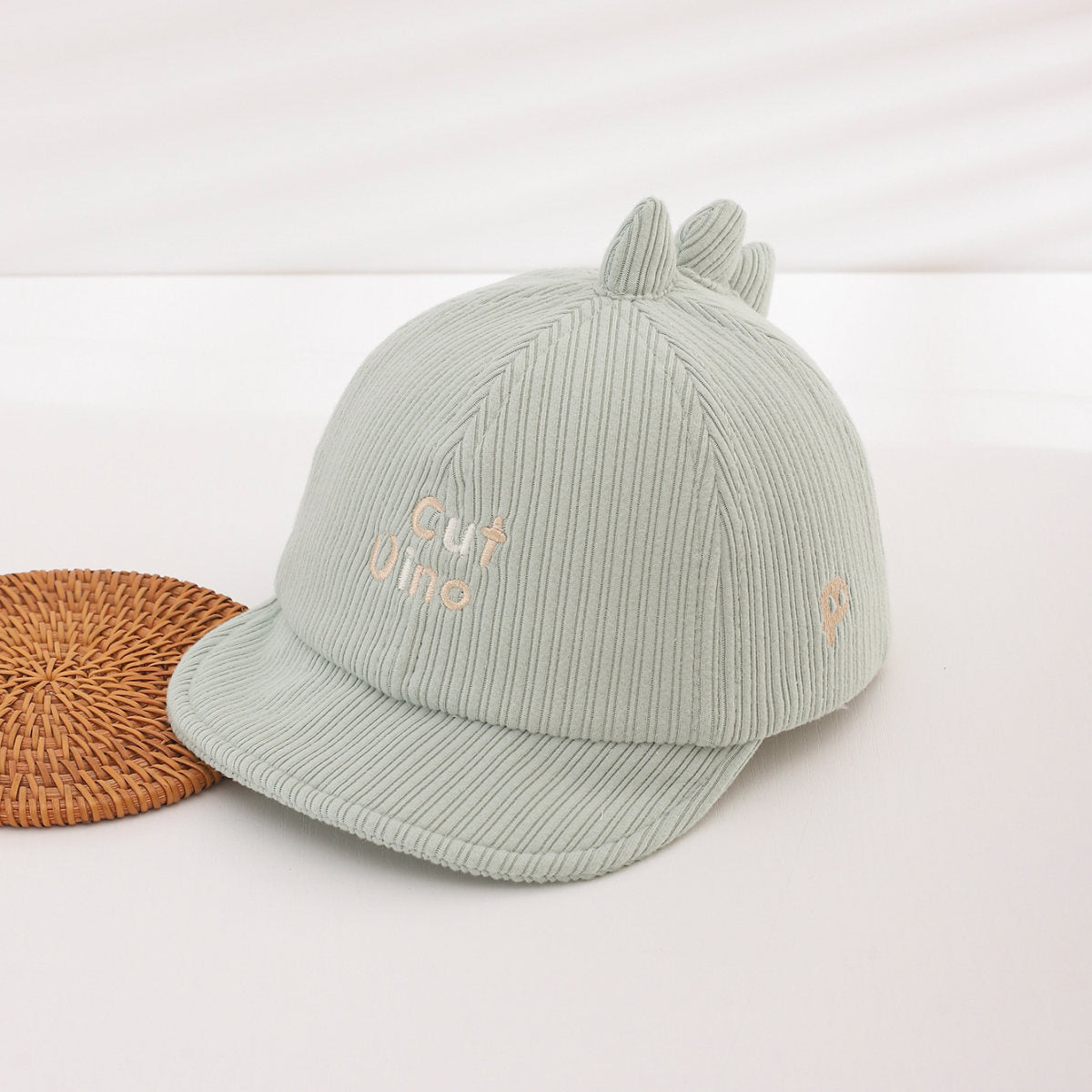 Boys And Girls' Corduroy Striped Embroidered Letter Cartoon Baseball Cap With A Top Band Suitable For Daily Outdoor Outings
