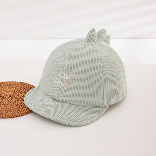 Boys And Girls' Corduroy Striped Embroidered Letter Cartoon Baseball Cap With A Top Band Suitable For Daily Outdoor Outings