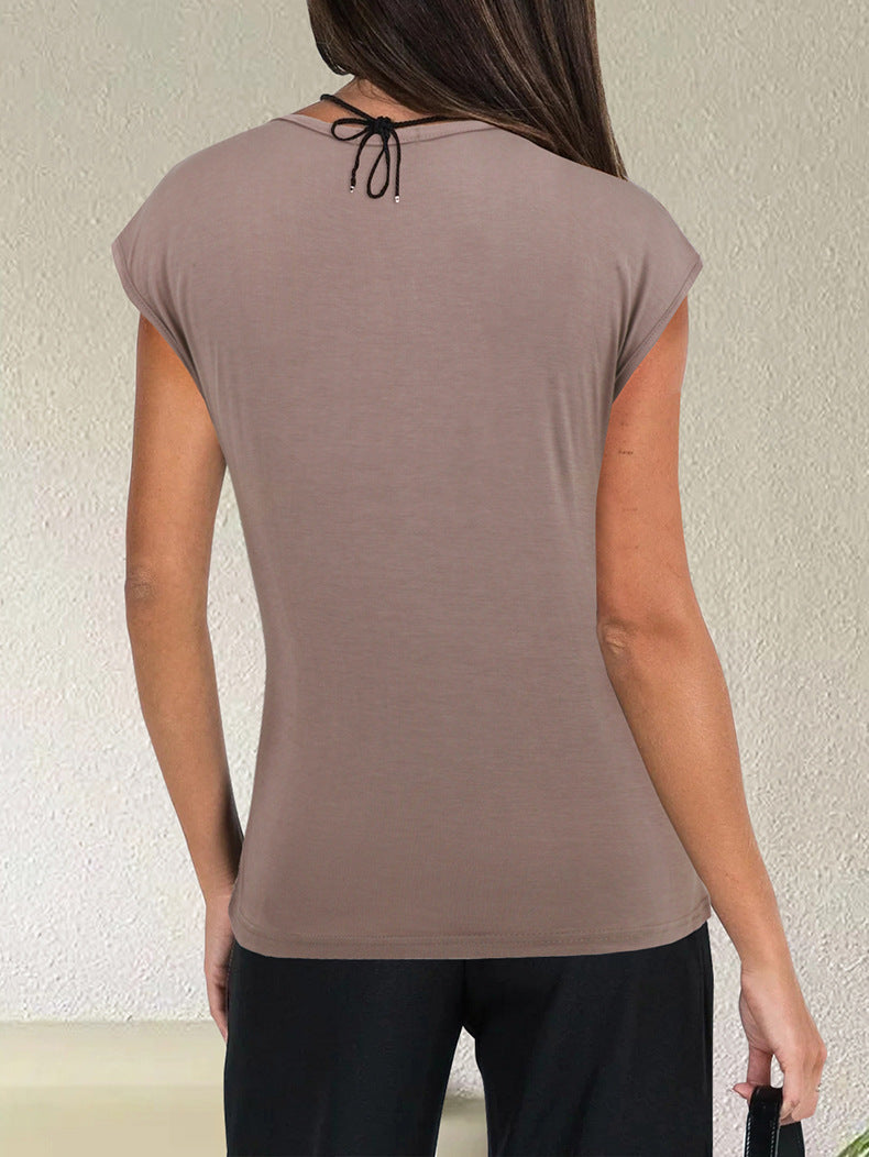 Womens Fashion Casual Loose-fitting Short-sleeve Top