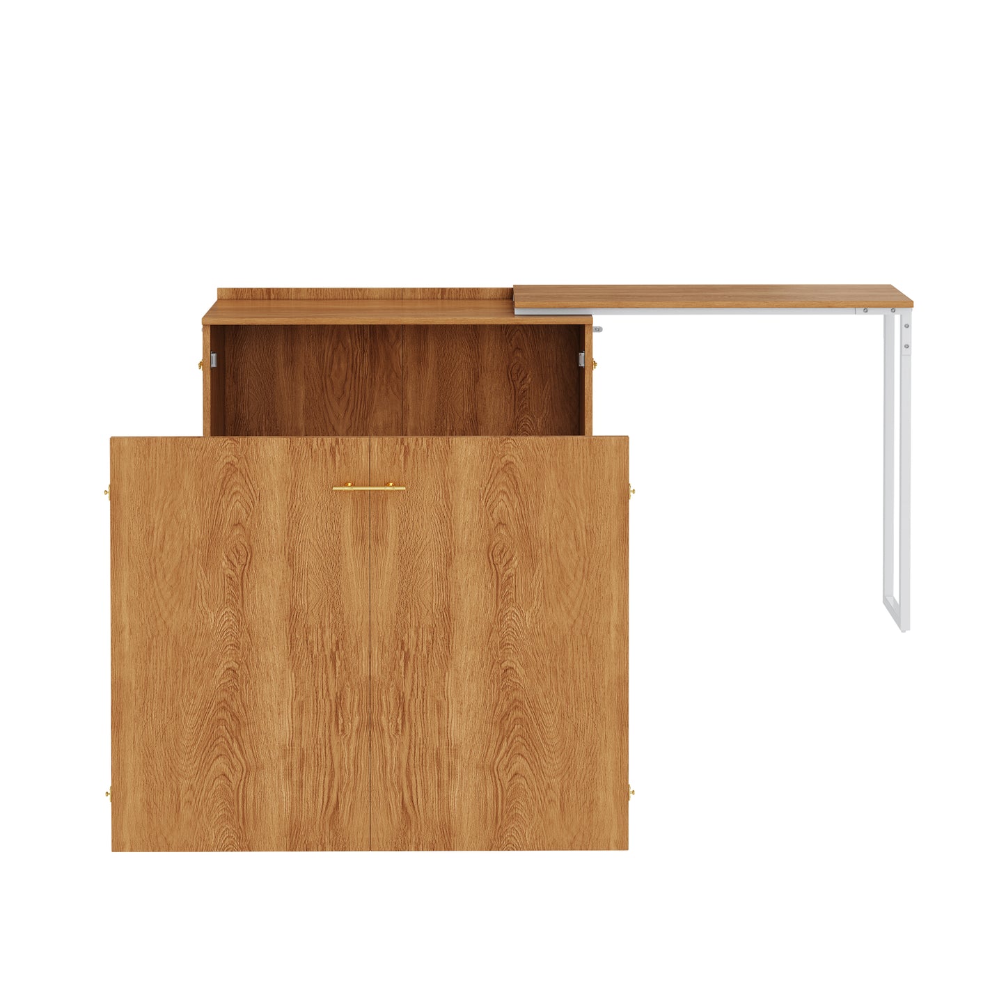 Folding Bed With Swivel Desk And Mattress, Space-saving Murphy Bed With Wheels, Ideal For Small Rooms, Guest Rooms And Home Office
