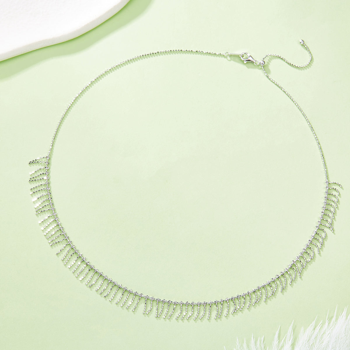 S925 Sterling Silver Tassel Necklace For Women 45cm Adjustable 3.9g Lightweight 10.5mm Wide Platinum Gold Rose Gold Plated Gift Box